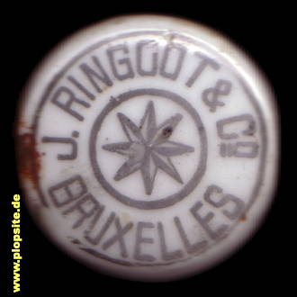 Picture of a ceramic Hutter stopper from: Brasserie J. Ringoot & Co, Bruxelles-Antwerpen, Bruxelles, Brussel, Brüssel, Belgium