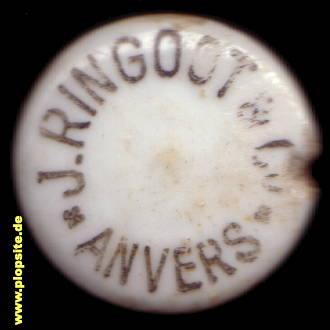 Picture of a ceramic Hutter stopper from: Brasserie J. Ringoot & Co, Bruxelles-Antwerpen, Bruxelles, Brussel, Brüssel, Belgium