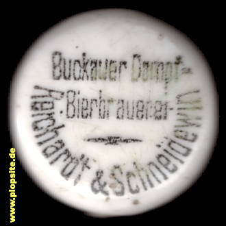 Picture of a ceramic Hutter stopper from: Dampf Bierbrauerei Reichardt & Schneidewin, Buckau, Magdeburg-Buckau, Germany