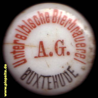 Picture of a ceramic Hutter stopper from: Unterelbische Bierbrauerei  , Buxtehude, Germany