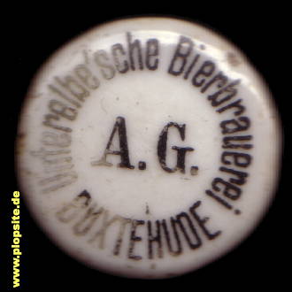 Picture of a ceramic Hutter stopper from: Unterelbische Bierbrauerei  , Buxtehude, Germany