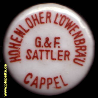 Bügelverschluss aus: Hohenloher Löwenbräu G. & F. Sattler , Cappel - Öhringen, Deutschland