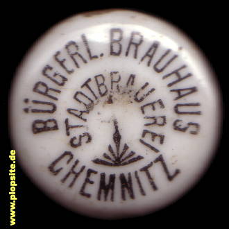 Picture of a ceramic Hutter stopper from: Bürgerliches Brauhaus Stadtbrauerei, Chemnitz, Karl-Marx-Stadt, Germany