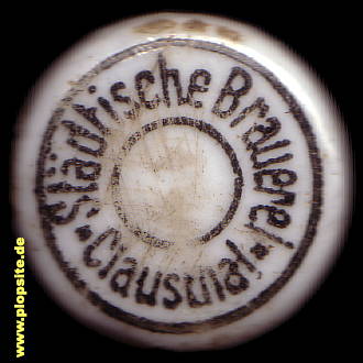 Picture of a ceramic Hutter stopper from: Städtische Brauerei, Clausthal, Germany
