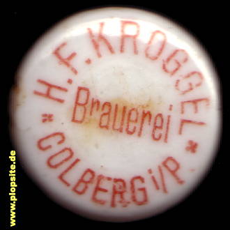 Picture of a ceramic Hutter stopper from: Brauerei H.F. Kroggel, Colberg, Kolberg, Kołobrzeg, Poland
