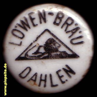 Picture of a ceramic Hutter stopper from: Löwenbrauerei, Dahlen / Sachsen, Germany
