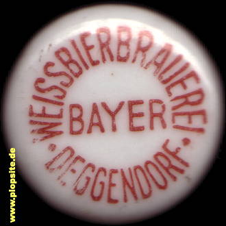 Picture of a ceramic Hutter stopper from: Weißbierbrauerei Bayer, Deggendorf, Germany