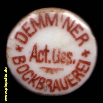 Picture of a ceramic Hutter stopper from: Bockbierbrauerei AG, Demmin, Germany