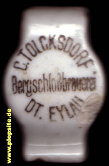 Picture of a ceramic Hutter stopper from: Bergschloßbrauerei, C. Tolcksdorff, Deutsch Eylau, Iława, Poland