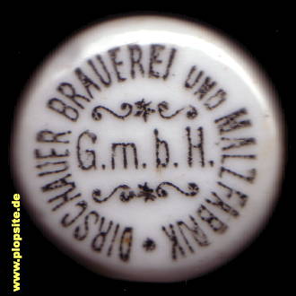 Picture of a ceramic Hutter stopper from: Brauerei & Malzfabrik GmbH, Dirschau, Tczew, Poland