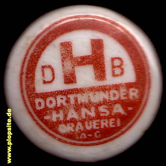Picture of a ceramic Hutter stopper from: Hansa Brauerei AG, Dortmund, Germany