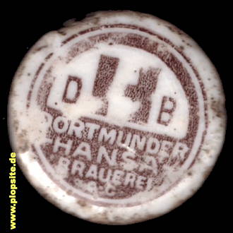 Picture of a ceramic Hutter stopper from: Hansa Brauerei AG, Dortmund, Germany