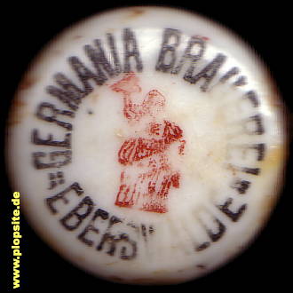 Picture of a ceramic Hutter stopper from: Germania Brauerei, Eberswalde, Germany
