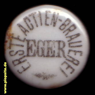 Picture of a ceramic Hutter stopper from: Erste Actien Brauerei, Eger, Cheb, Czech Republic