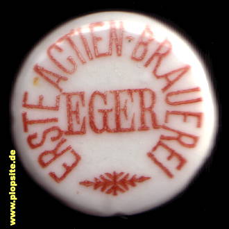 Picture of a ceramic Hutter stopper from: Erste Actien Brauerei, Eger, Cheb, Czech Republic