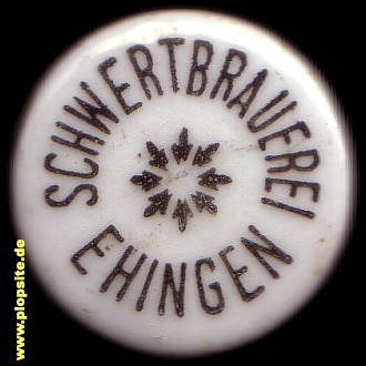 Picture of a ceramic Hutter stopper from: Brauerei zum Schwert, Ehingen / Donau, Germany