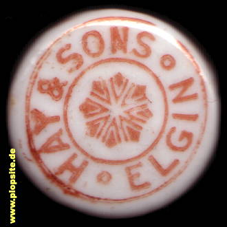 Picture of a ceramic Hutter stopper from: Hay & Sons, Ginger Beer, Elgin, Ailgin, United Kingdom