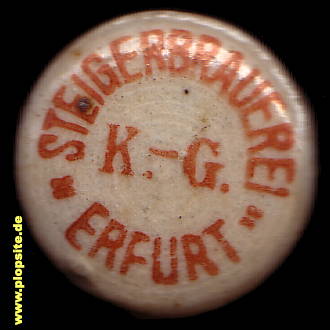 Picture of a ceramic Hutter stopper from: Steigerbrauerei KG, Erfurt, Germany