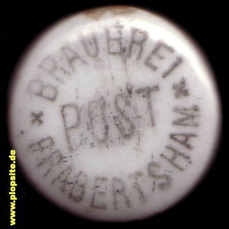 Picture of a ceramic Hutter stopper from: Brauerei zur Post, Frabertsham, Germany
