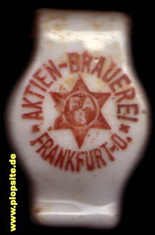 Picture of a ceramic Hutter stopper from: Aktien Brauerei, Frankfurt / Oder, Germany