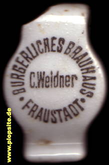 Picture of a ceramic Hutter stopper from: Bürgerliches Brauhaus C. Weidner, Fraustadt, Wschowa, Poland