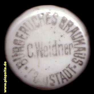 Picture of a ceramic Hutter stopper from: Bürgerliches Brauhaus C. Weidner, Fraustadt, Wschowa, Poland