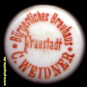 Picture of a ceramic Hutter stopper from: Bürgerliches Brauhaus C. Weidner, Fraustadt, Wschowa, Poland
