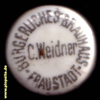 Picture of a ceramic Hutter stopper from: Bürgerliches Brauhaus C. Weidner, Fraustadt, Wschowa, Poland