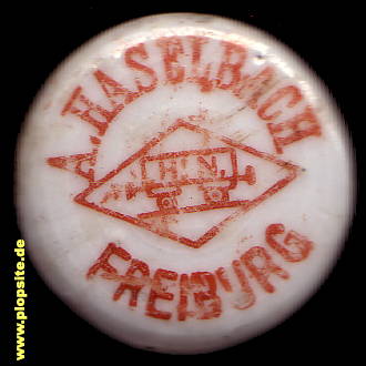 Picture of a ceramic Hutter stopper from: Brauerei A. Haselbach GmbH, Freiburg / Schlesien, Świebodzice, Poland