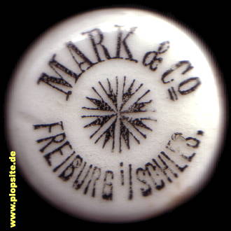 Picture of a ceramic Hutter stopper from: Brauerei Mark & Co., Freiburg / Schlesien, Świebodzice, Poland