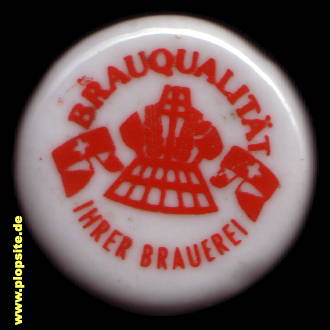 Picture of a ceramic Hutter stopper from: Brauqualität ihrer Brauerei,  CH, generisch, Switzerland