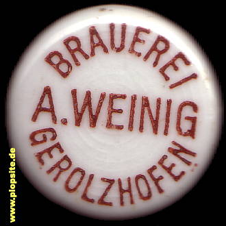 Picture of a ceramic Hutter stopper from: Brauerei Alfred Michael Weining, Gerolzhofen, Germany