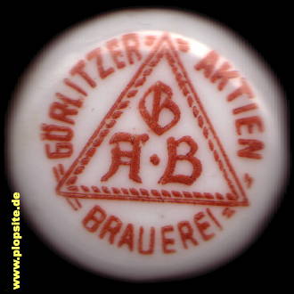 Picture of a ceramic Hutter stopper from: Aktien Brauerei, Görlitz, Germany