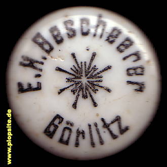 Picture of a ceramic Hutter stopper from: Brauerei zum Felsenkeller E.H. Bescheerer, Görlitz, Germany