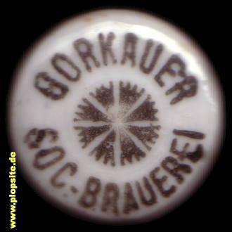 Picture of a ceramic Hutter stopper from: Societäts-Brauerei AG, Gorkau, Górka Sobocka, Poland