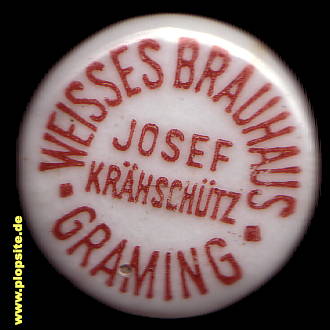 Picture of a ceramic Hutter stopper from: Weißes Brauhaus Krähschütz, Graming, Germany