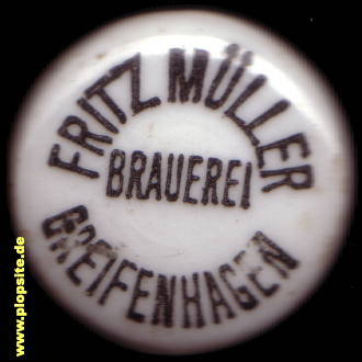 Bügelverschluss aus: Brauerei Fritz Müller, Greifenhagen, Gryfino, Polen