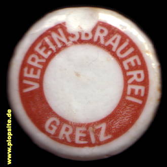 Picture of a ceramic Hutter stopper from: Vereinsbrauerei, Greiz, Germany