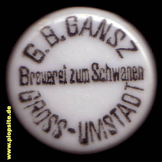 Picture of a ceramic Hutter stopper from: Brauerei zum Schwanen, G.B. Gansz, Groß - Umstadt, Germany