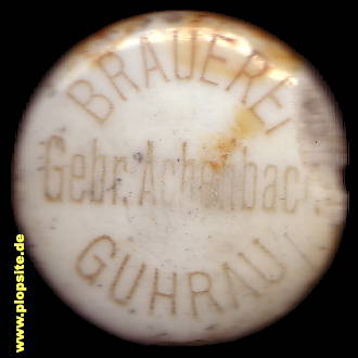 Picture of a ceramic Hutter stopper from: Brauerei & Mälzerei Gebrüder Achenbach, Guhrau, Góra, Poland
