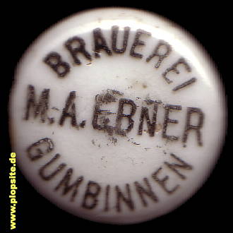 Picture of a ceramic Hutter stopper from: Brauerei M.A. Ebner, Gumbinnen, Gussew, Гусев, Russia