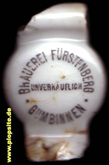 Picture of a ceramic Hutter stopper from: Brauerei Felix Fürstenberg, Gumbinnen, Gussew, Гусев, Russia