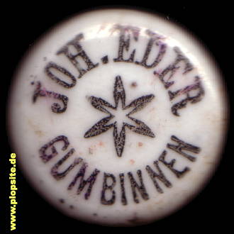 Picture of a ceramic Hutter stopper from: Brauerei Johann Eder, Gumbinnen, Gussew, Гусев, Russia