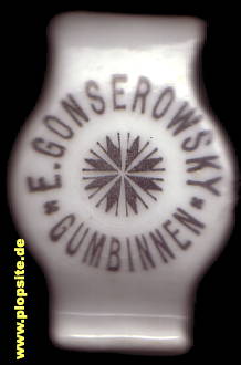 Picture of a ceramic Hutter stopper from: E. Gonserowsky, Gumbinnen, Gussew, Гусев, Russia