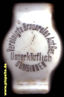 Picture of a ceramic Hutter stopper from: Vereinigte Brauereien AG, Gumbinnen, Gussew, Гусев, Russia