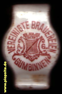 Picture of a ceramic Hutter stopper from: Vereinigte Brauereien AG, Gumbinnen, Gussew, Гусев, Russia