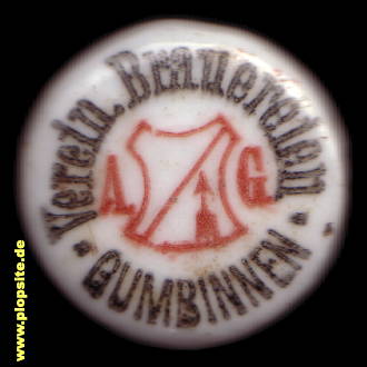 Picture of a ceramic Hutter stopper from: Vereinigte Brauereien AG, Gumbinnen, Gussew, Гусев, Russia