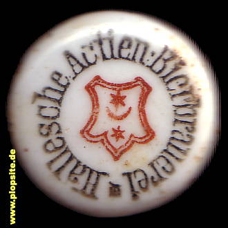 Picture of a ceramic Hutter stopper from: Hallesche Actien Bierbrauerei, Halle / Saale, Germany