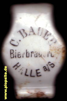 Picture of a ceramic Hutter stopper from: Bierbrauerei Carl Bauer, Halle / Saale, Germany