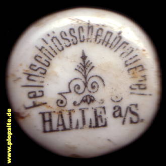 Picture of a ceramic Hutter stopper from: Feldschlößchenbrauerei, Halle / Saale, Germany